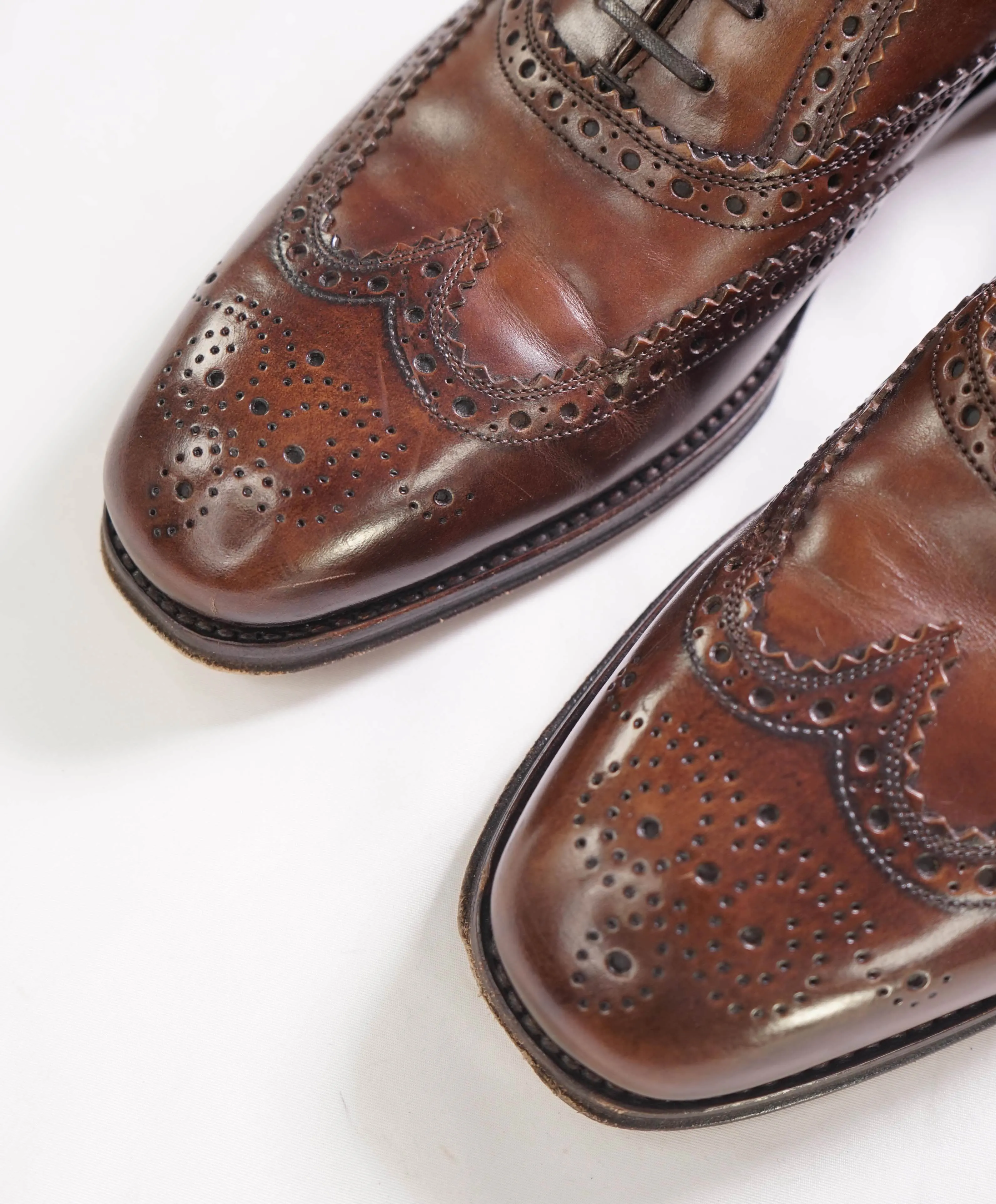 $1,395 SALVATORE FERRAGAMO - "TRAMEZZA" Brown Wingtip Silhouette Oxfords - 8.5 EE
