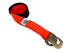 2" x 8' Diamond Weave Wheel Lift Strap w/ Flat Snap Hook, D-Ring & Cordura Sleeve (SINGLE)