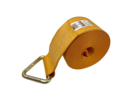 4" x 30' Diamond Weave Winch Strap with D-Ring (Single)
