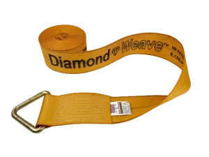 4" x 30' Diamond Weave Winch Strap with D-Ring (Single)