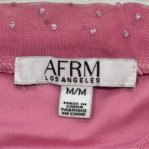 AFRM Desani Mini Skirt Rhinestone Dotted Ruched Sparkly Mauve Pink Medium New