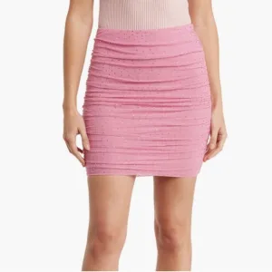 AFRM Desani Mini Skirt Rhinestone Dotted Ruched Sparkly Mauve Pink Medium New