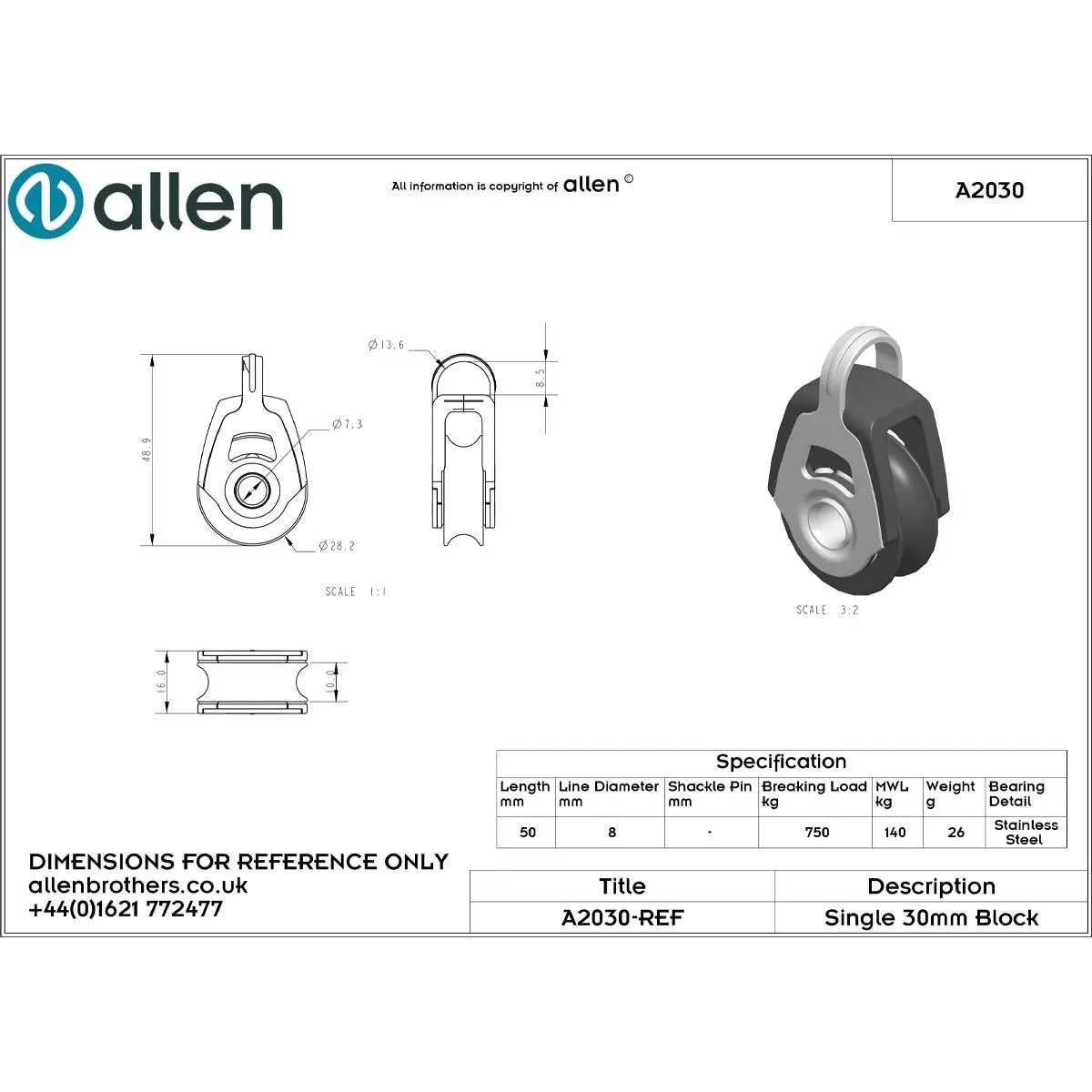 Allen 30mm Single Block