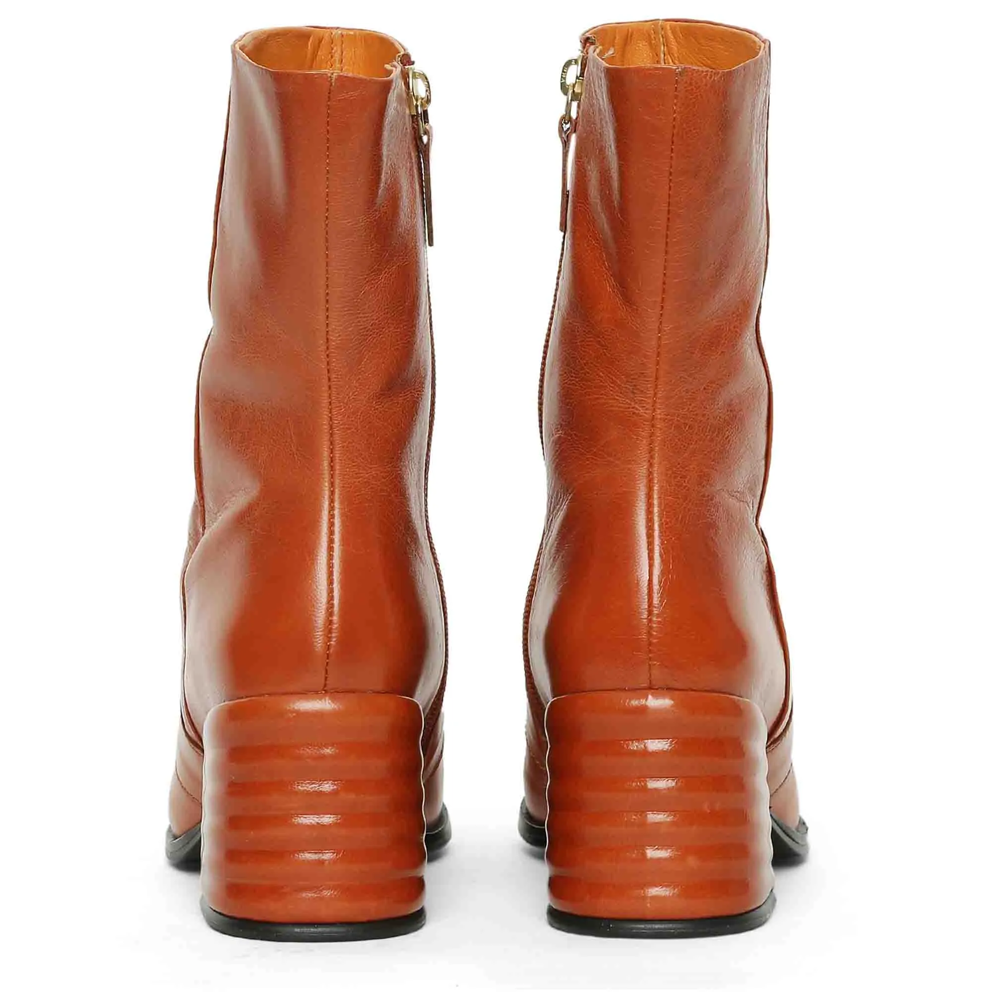 Ambrosia Rust Distressed Leather High Ankle Boots
