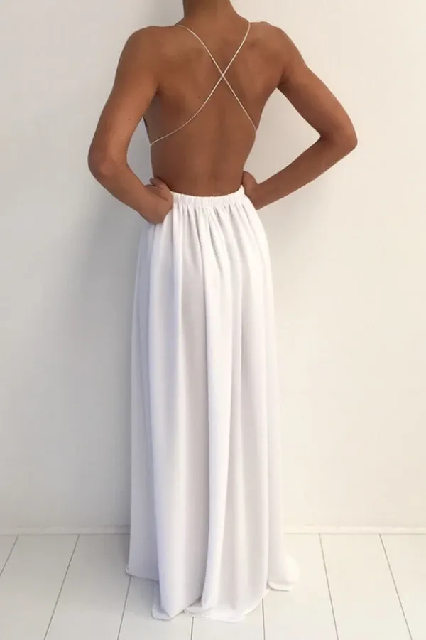 Anneprom Sexy V-Neck Spaghetti Strap Prom Dress With Front Split APP0118