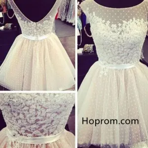 Appliques Tulle Pink Homecoming Dresses