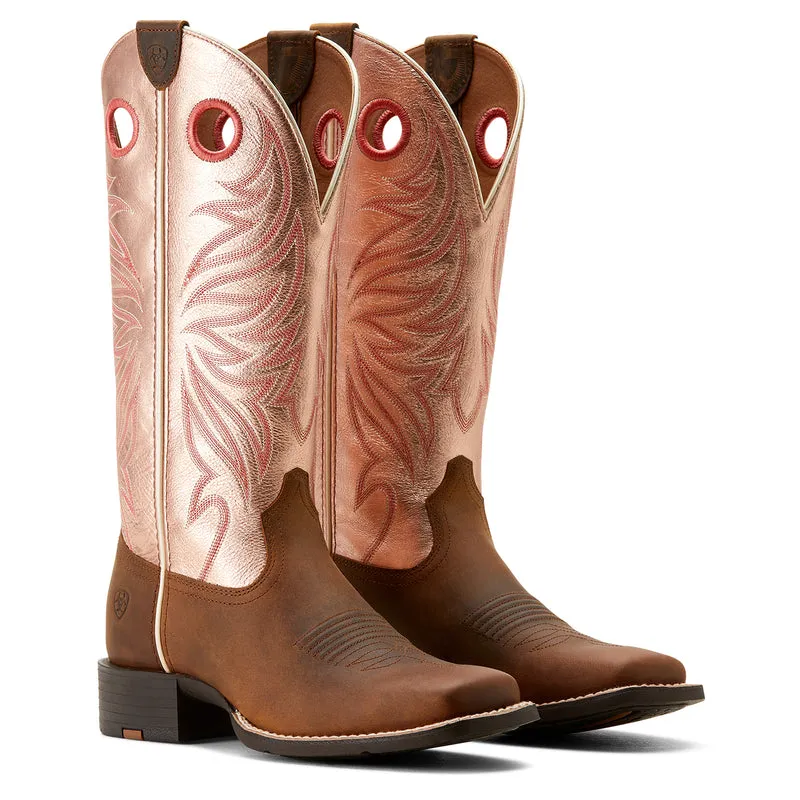 'Ariat' Women's Round Up Ryder Square Toe  - Distressed Brown