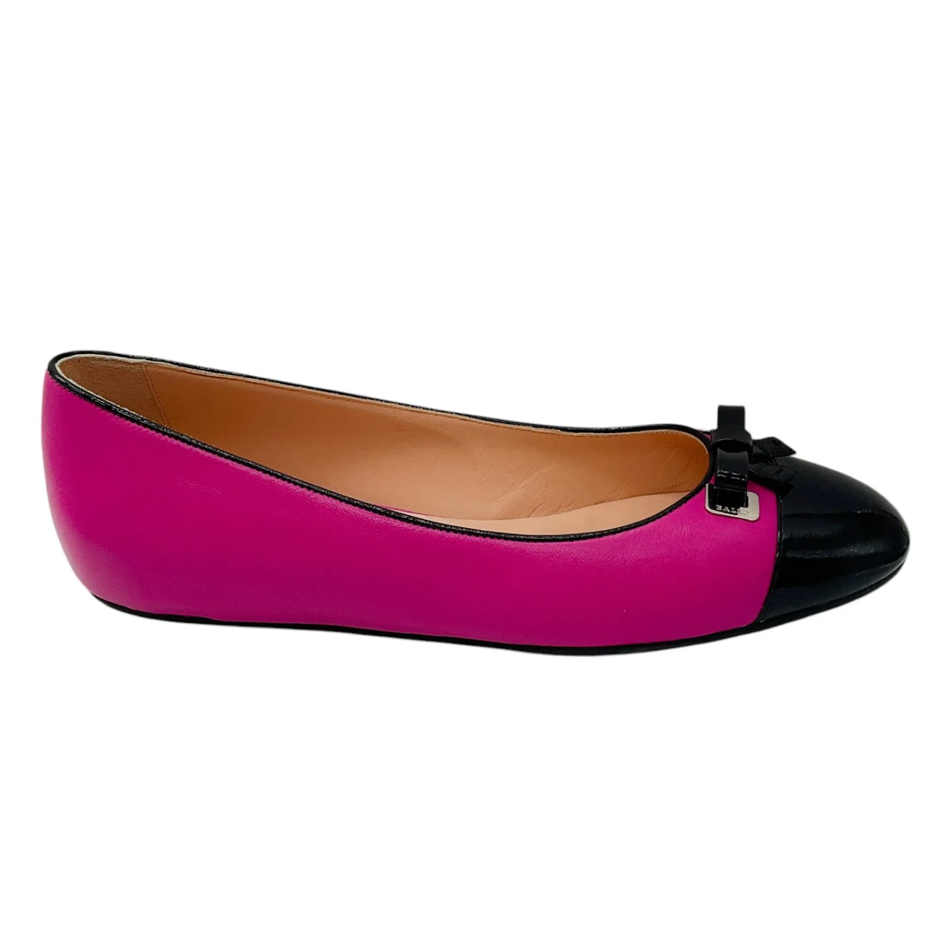 Bally Fuchsia / Black Sofye Two-Tone Patent Leather and Leather Ballet Flats