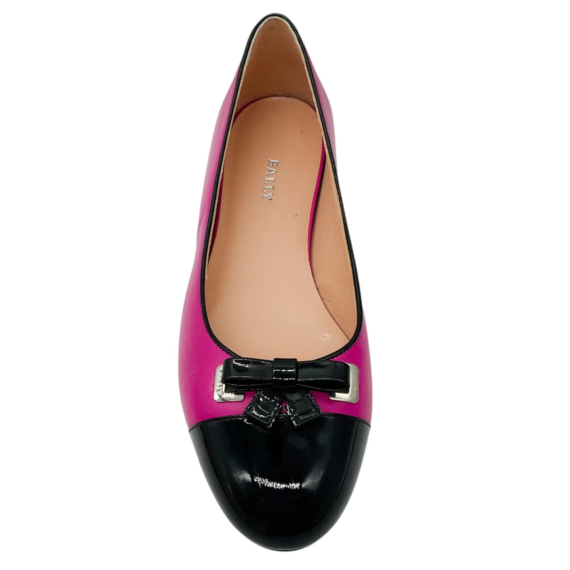 Bally Fuchsia / Black Sofye Two-Tone Patent Leather and Leather Ballet Flats