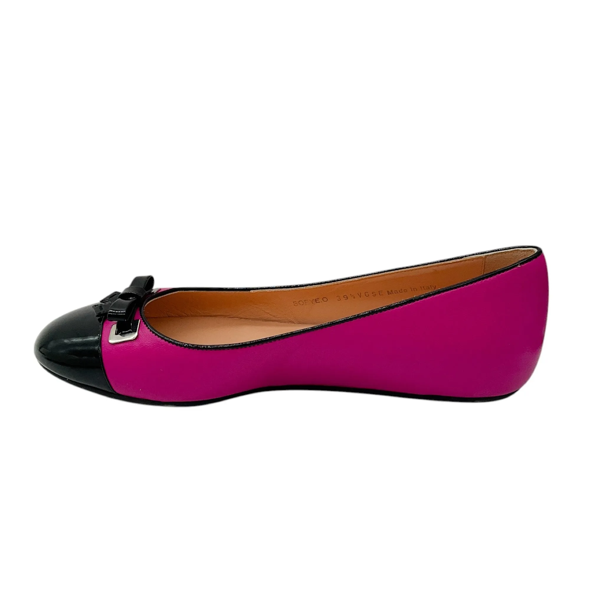 Bally Fuchsia / Black Sofye Two-Tone Patent Leather and Leather Ballet Flats