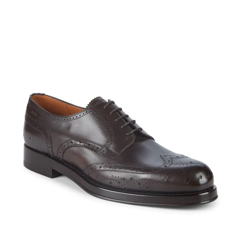 BALLY - “NORSK” Detailed Brogue Engraved Logo Wingtip Oxfords - 9.5
