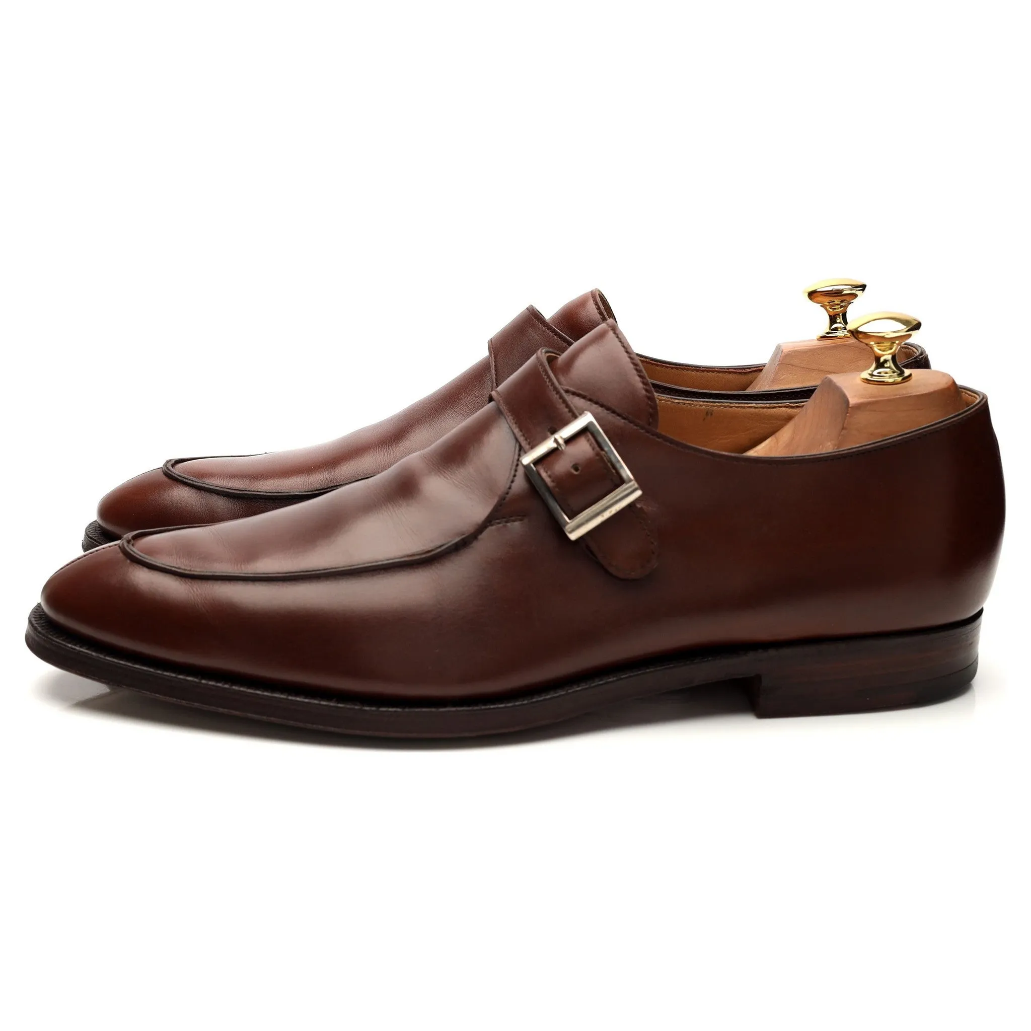 'Barnsley' Brown Leather Split Toe Monk Strap UK 10 E