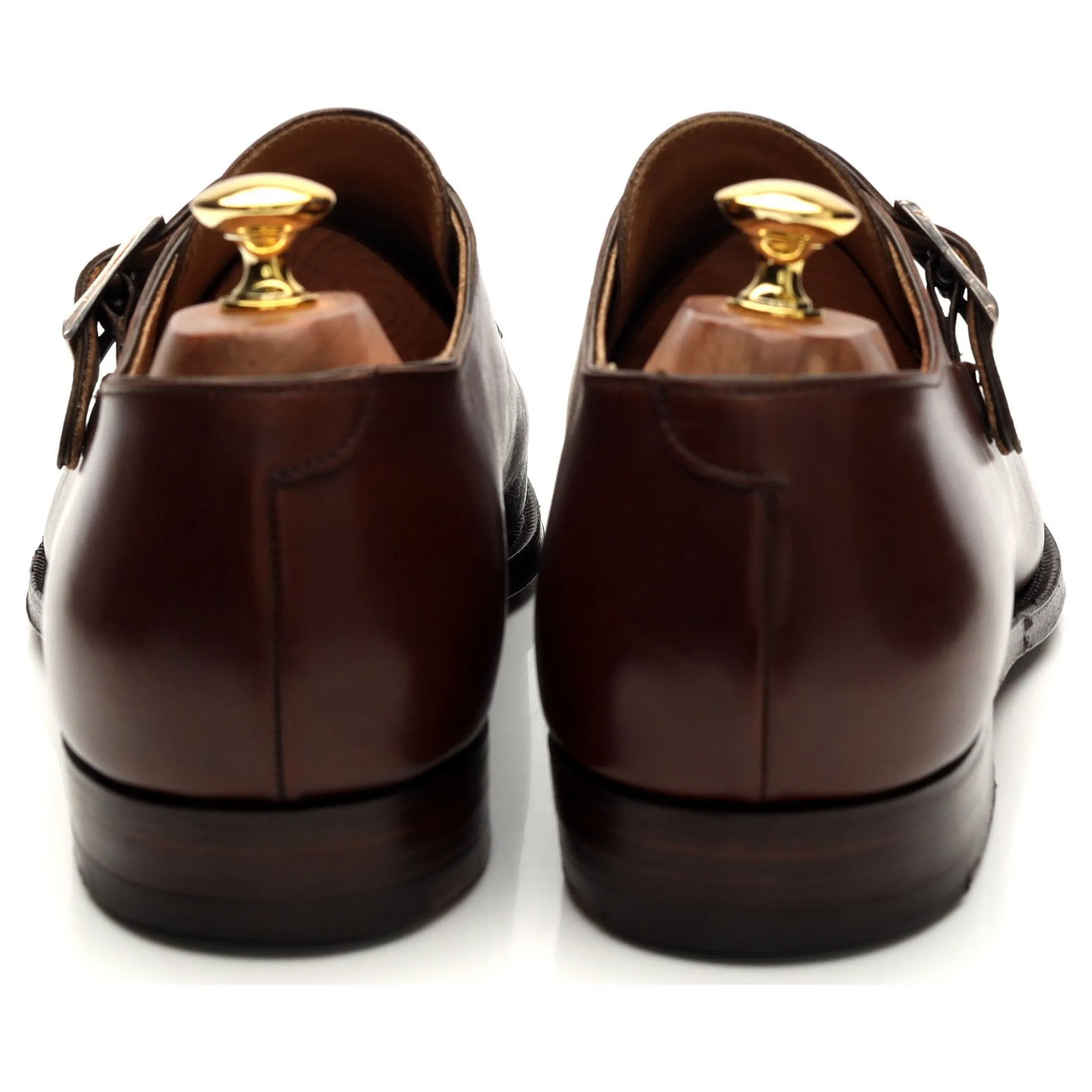 'Barnsley' Brown Leather Split Toe Monk Strap UK 10 E