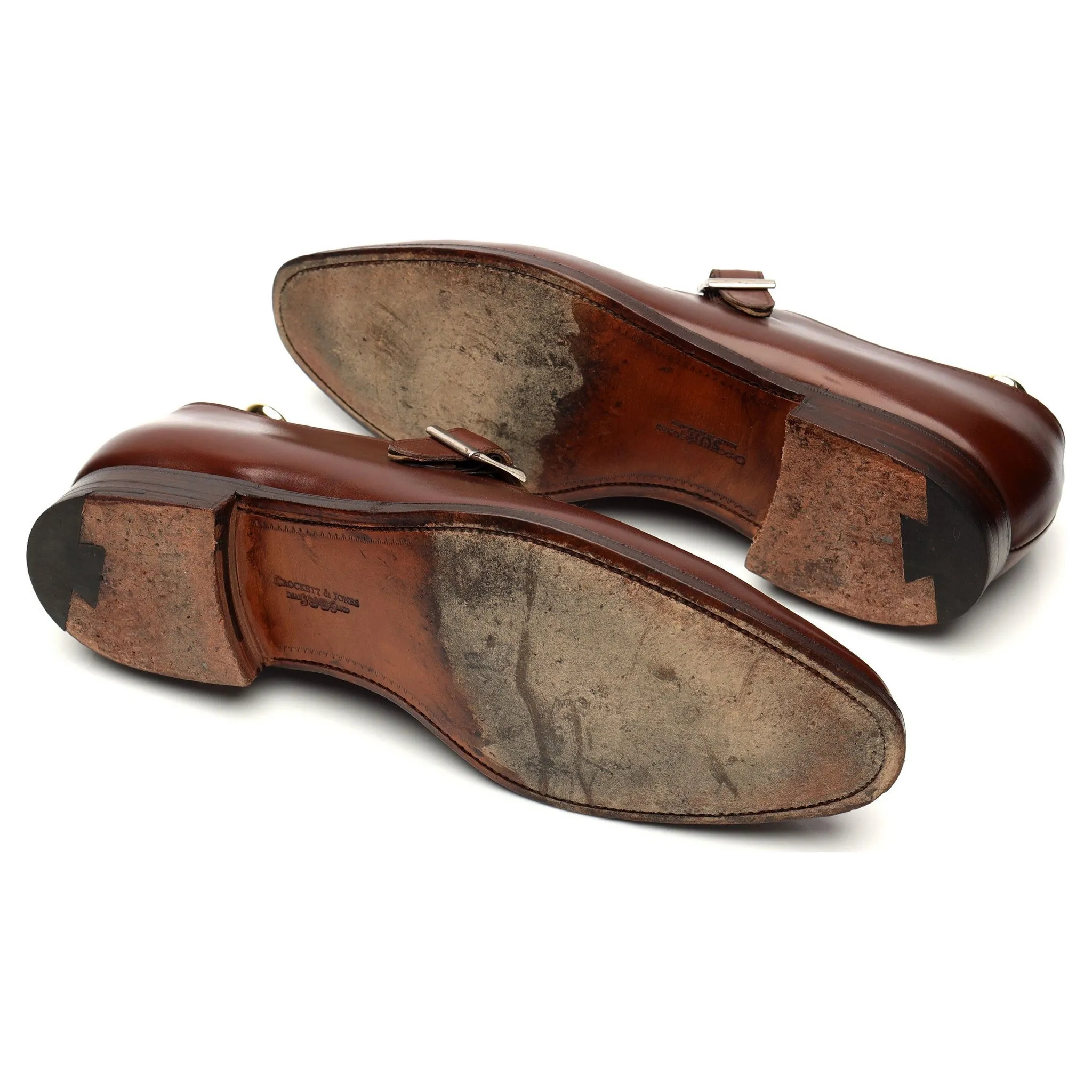 'Barnsley' Brown Leather Split Toe Monk Strap UK 10 E