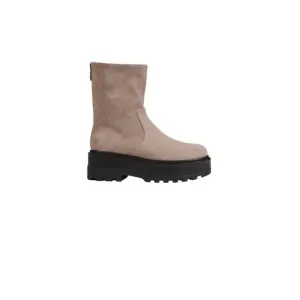 Beige Suede Platform Boot