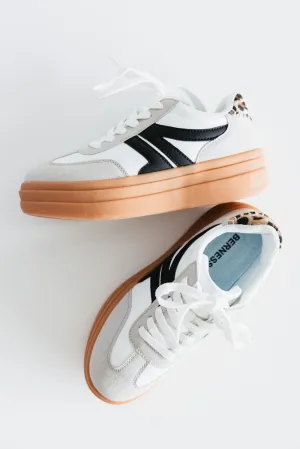 Berness Lia Sneakers for Women in White/Grey | LIA-WHITE/LEOPARD