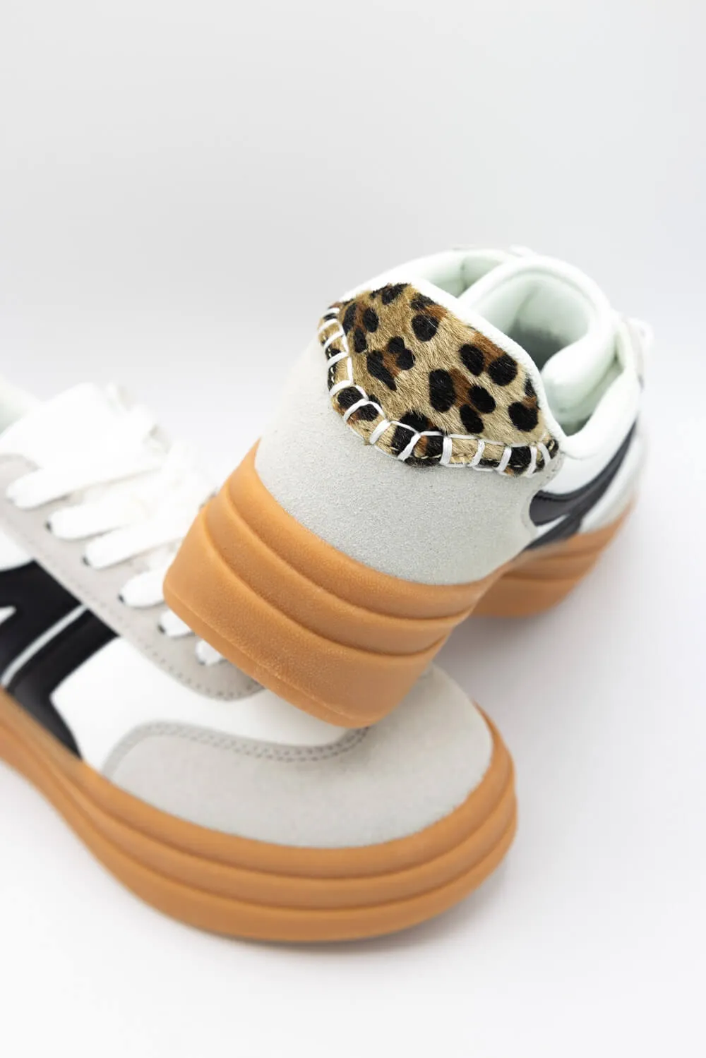 Berness Lia Sneakers for Women in White/Grey | LIA-WHITE/LEOPARD