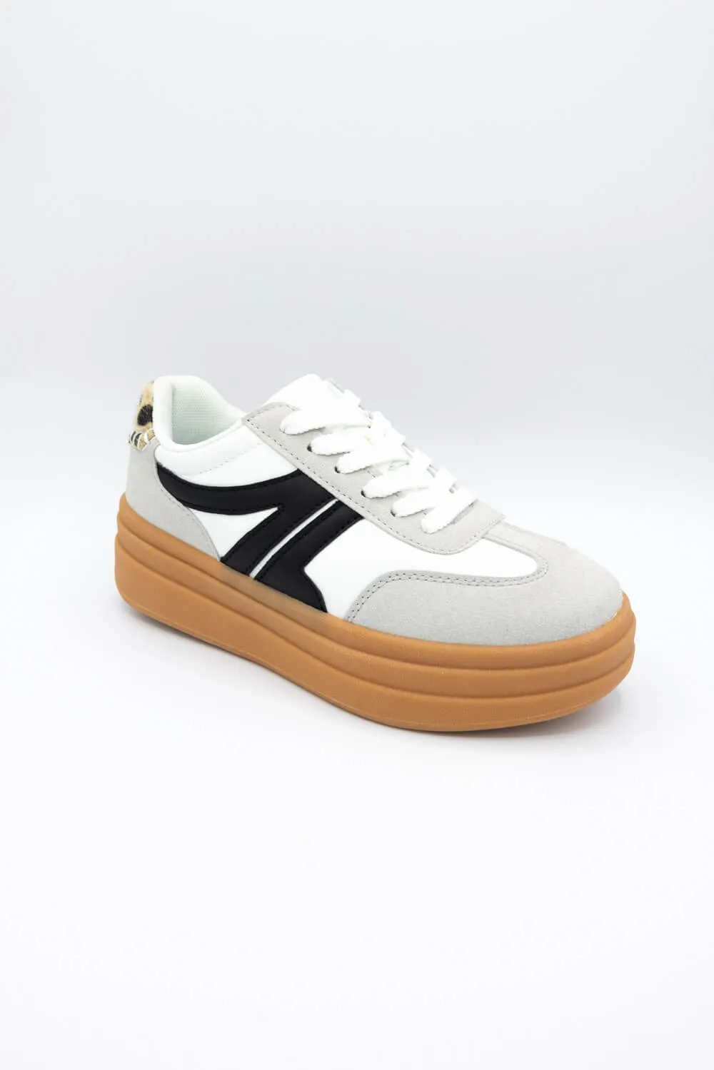 Berness Lia Sneakers for Women in White/Grey | LIA-WHITE/LEOPARD