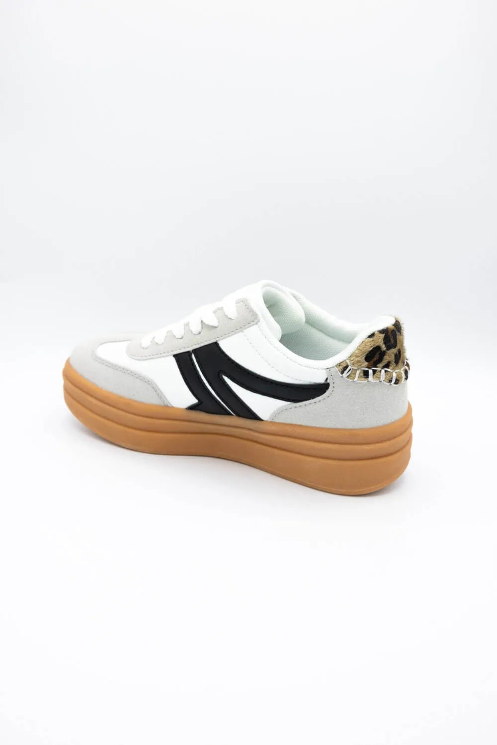 Berness Lia Sneakers for Women in White/Grey | LIA-WHITE/LEOPARD