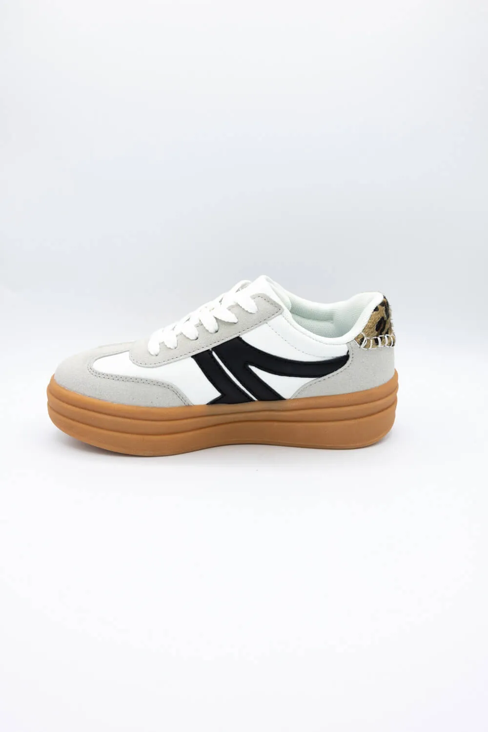 Berness Lia Sneakers for Women in White/Grey | LIA-WHITE/LEOPARD
