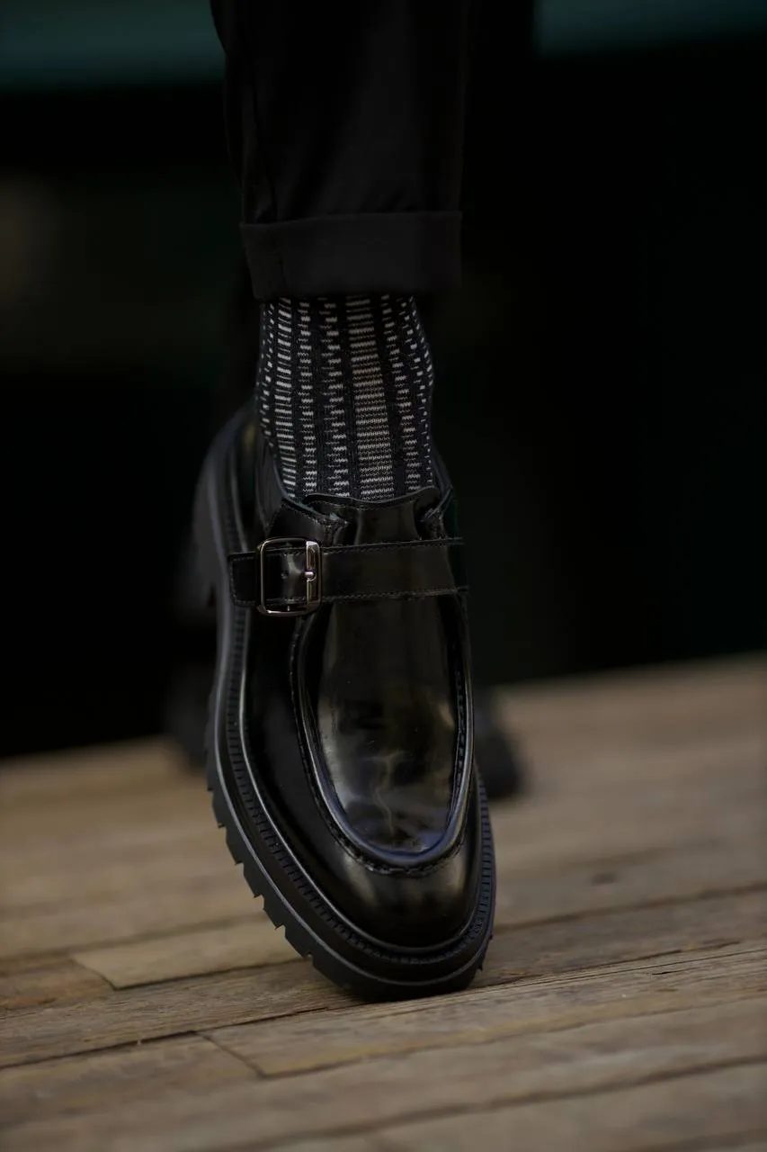 Black Calf Single Monk Shoes