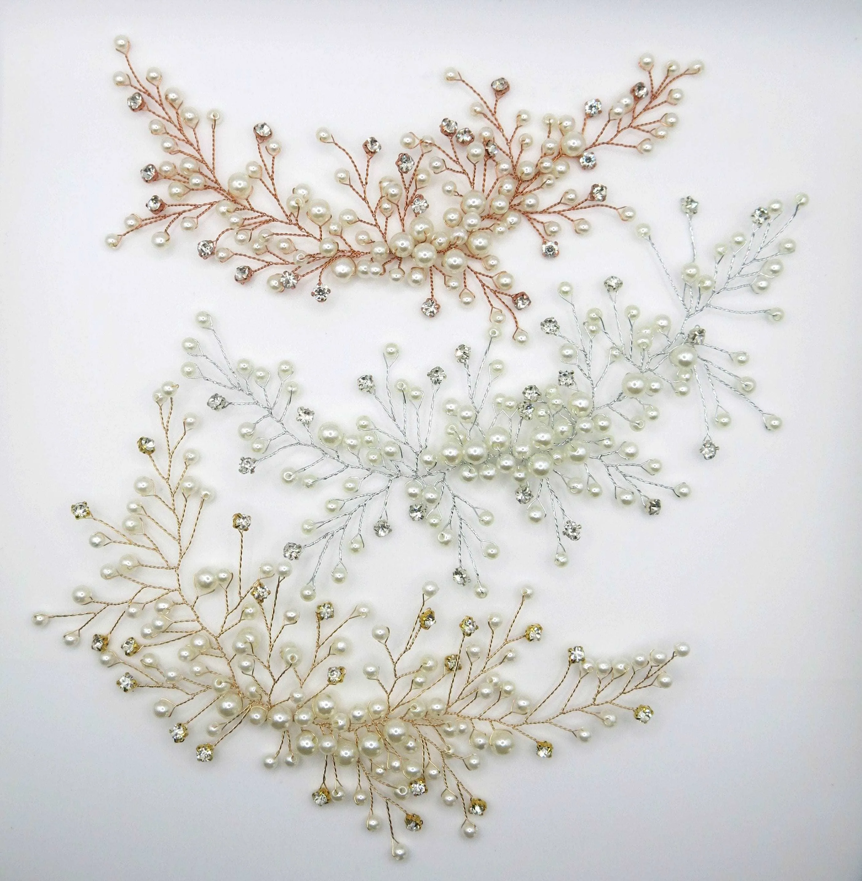 Bridal Pearl and Crystal Hair Vine Headband, Wedding Wire Pearl Head Wreath, Bridesmaid Rhinestone Pearl Hairpiece, Pearl Hair Wire