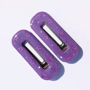 BRIGHT PURPLE STARRY BARRETTE SET