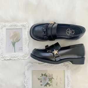 BRITISH STYLE LOW HEEL LEATHER SHOES KF83764