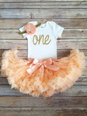 Brooke Peach And Gold First Birthday Outfit