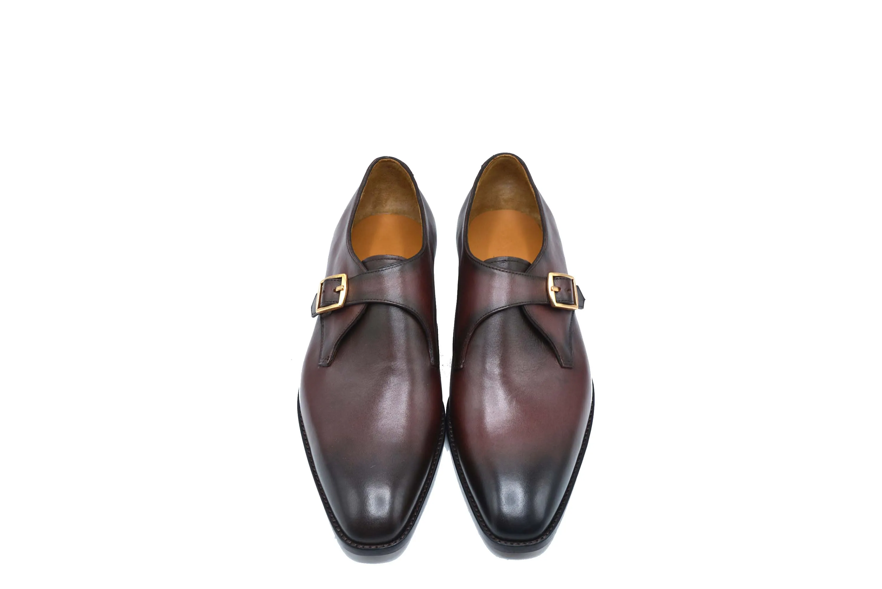 Brown Tan Black Monk Straps Shoes