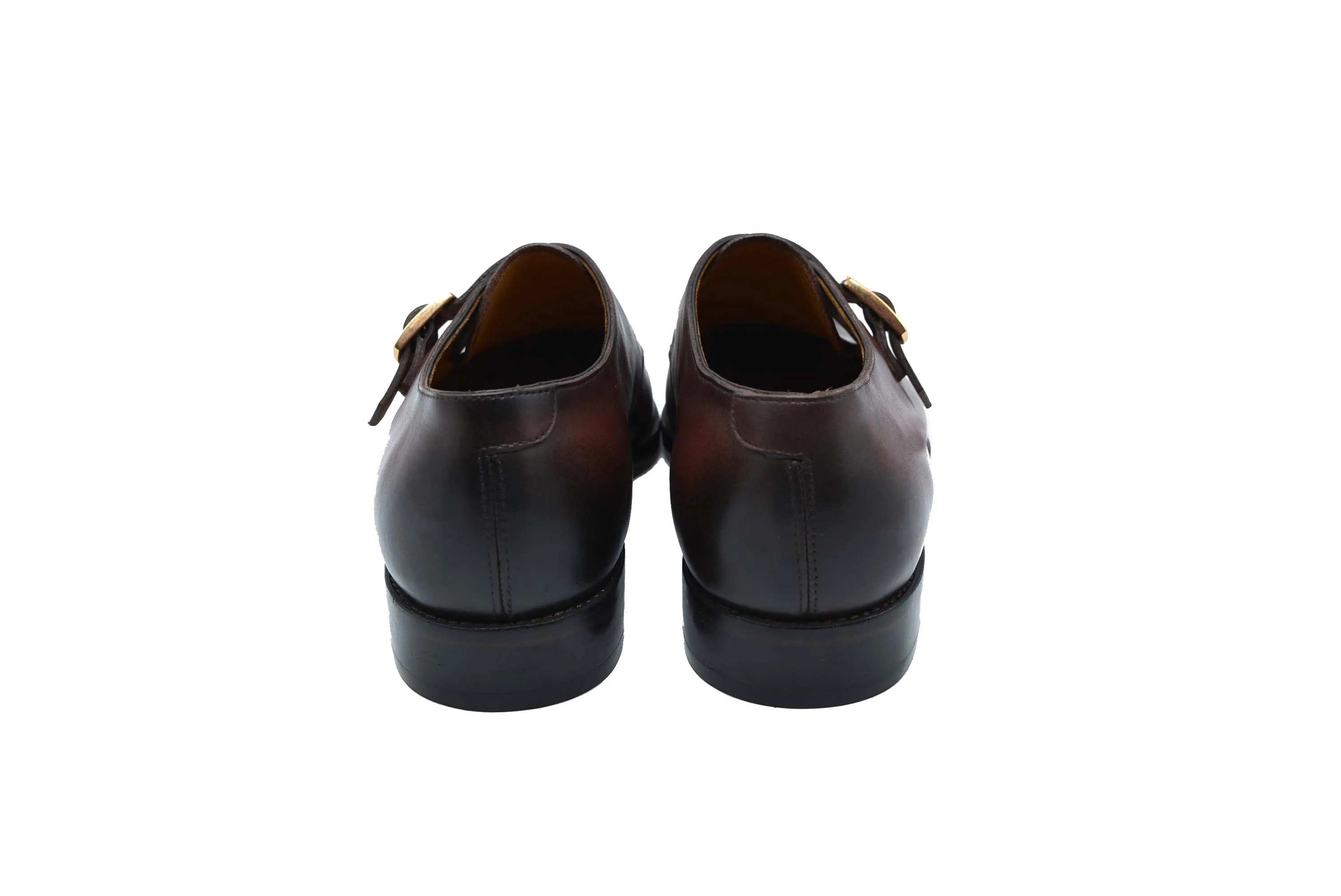 Brown Tan Black Monk Straps Shoes