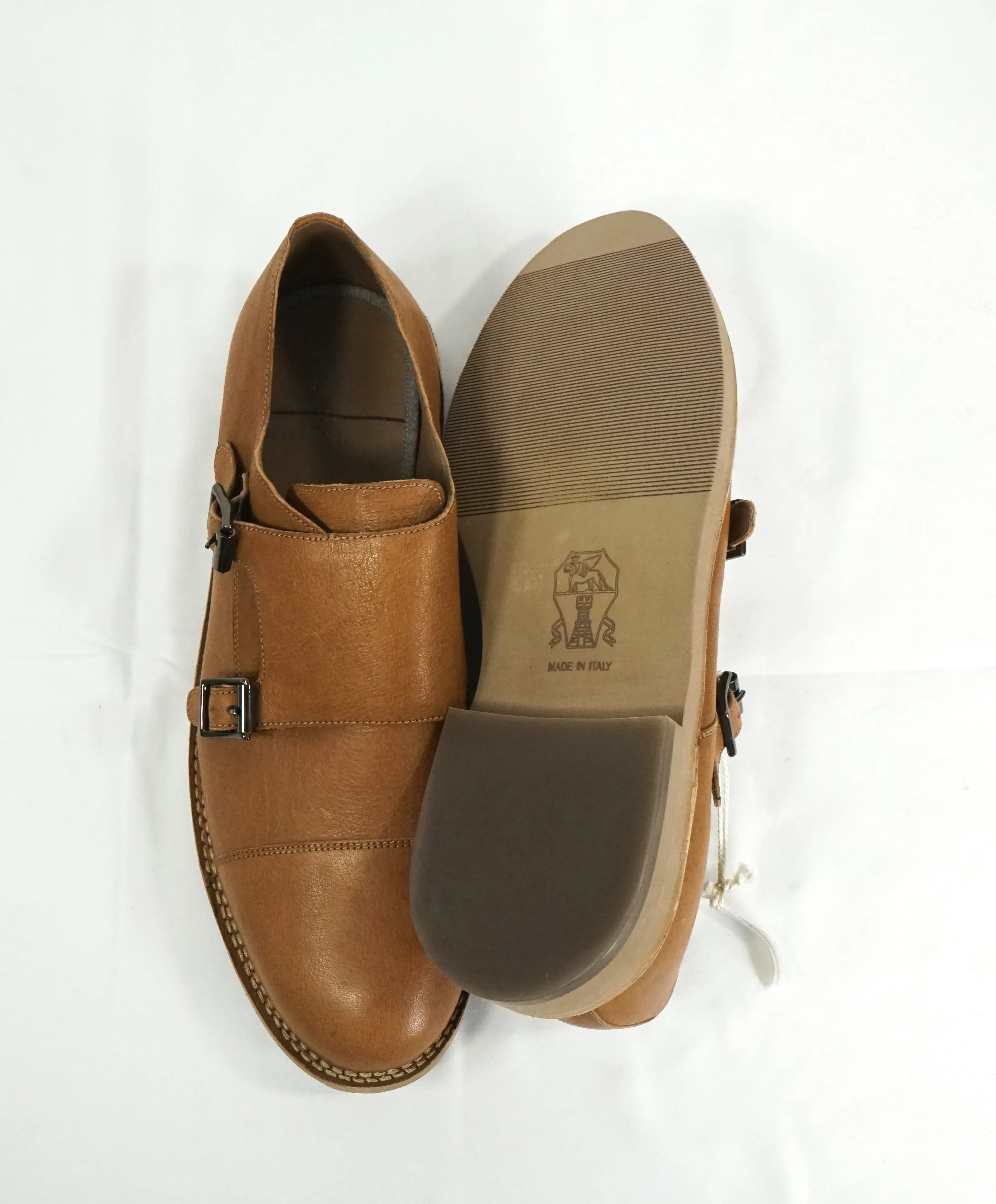 BRUNELLO CUCINELLI - Whiskey Brown Leather Double Monk Strap Loafers - 9