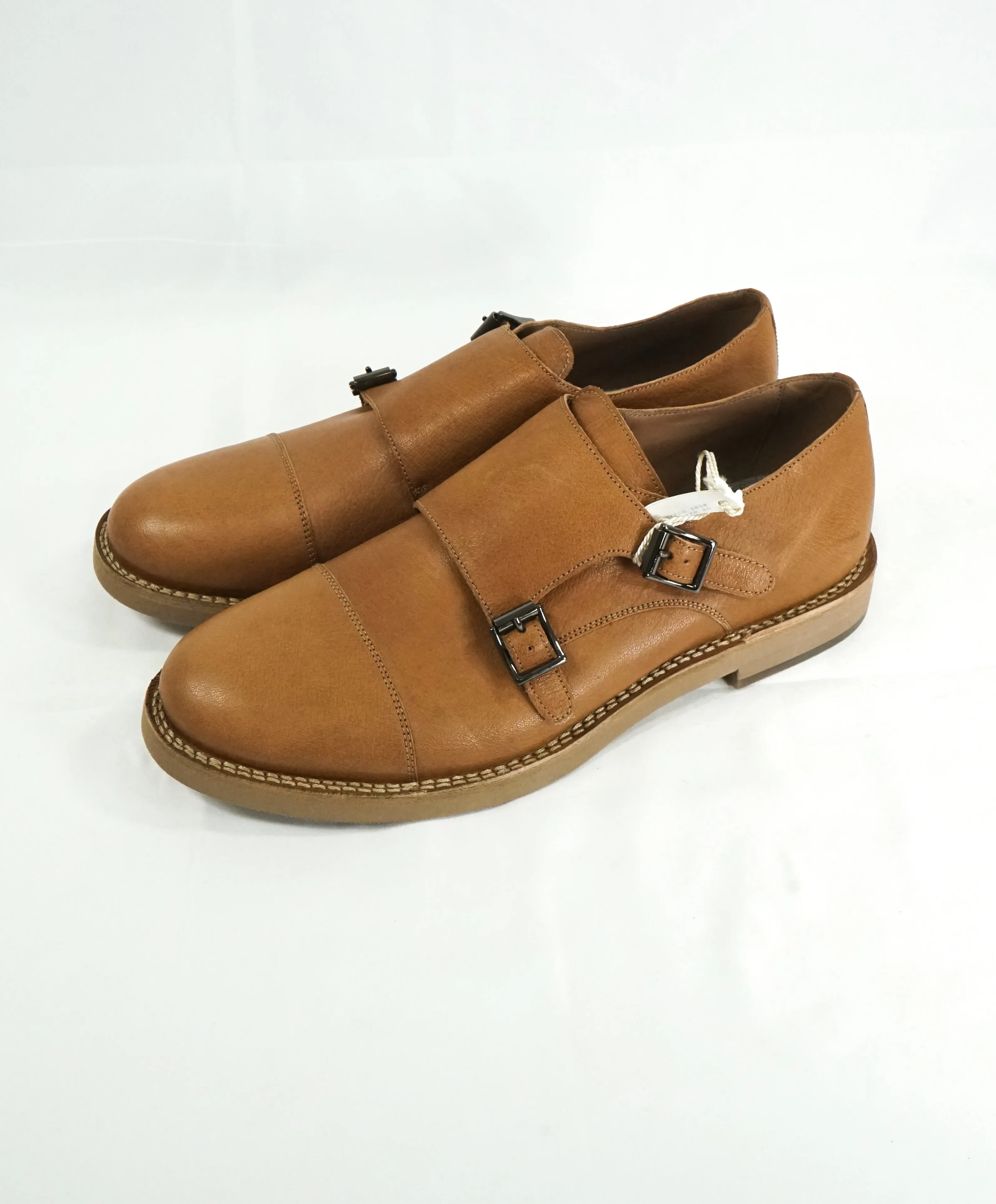 BRUNELLO CUCINELLI - Whiskey Brown Leather Double Monk Strap Loafers - 9