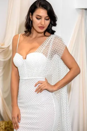 Charlotte White Bodycon Sparkly Wedding Dress