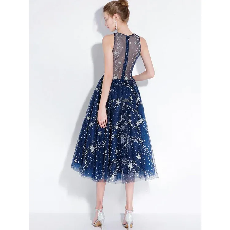 Chic Homecoming Dresses Stars A Line Lace Sparkly Short Prom Dress Party Dress APH0222