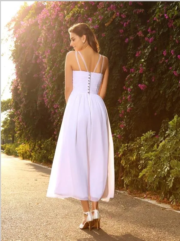 Chiffon Princess V-neck Sleeveless Wedding Dresses With Beading