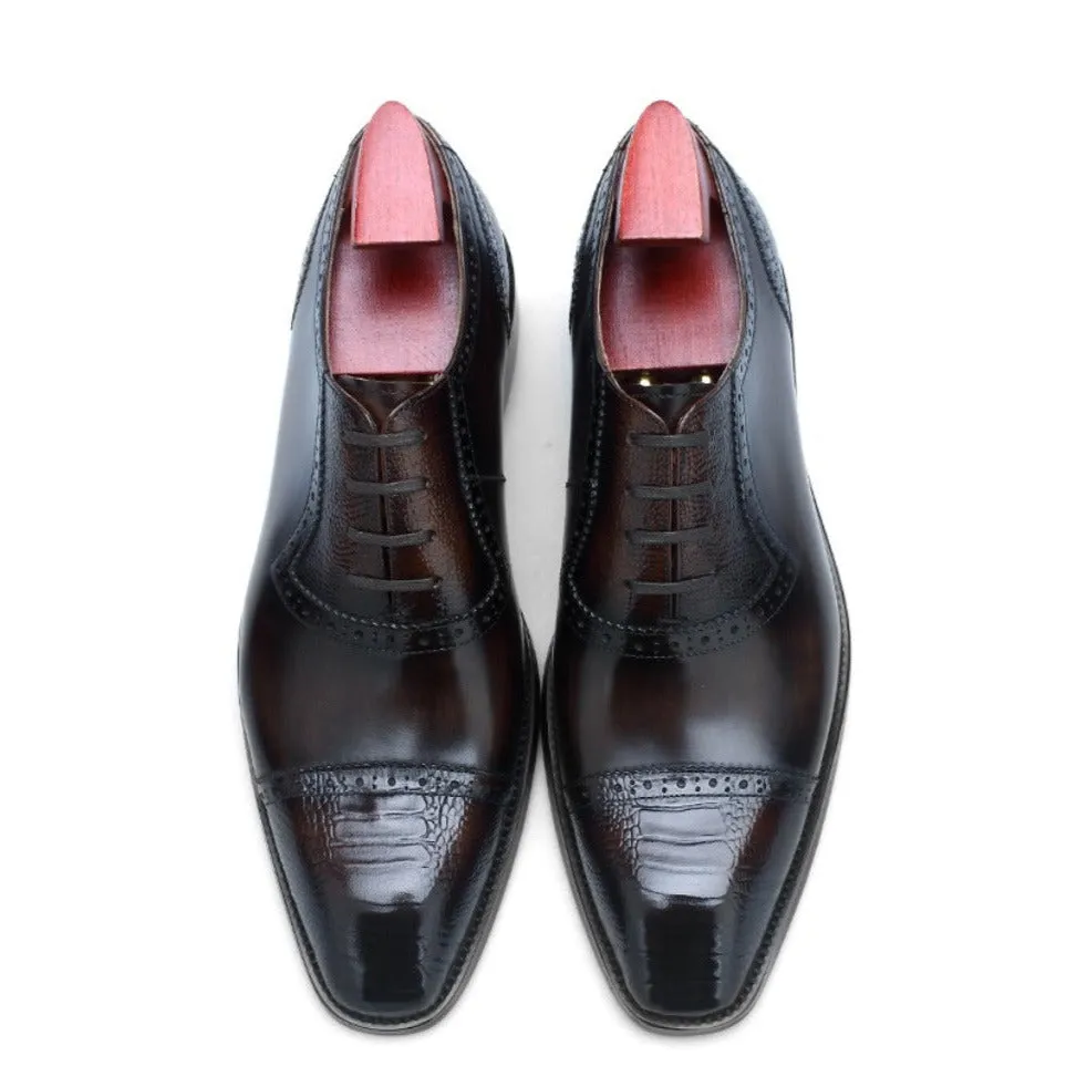 Classic Brown Leather Wingtip Brogue Oxford Shoes
