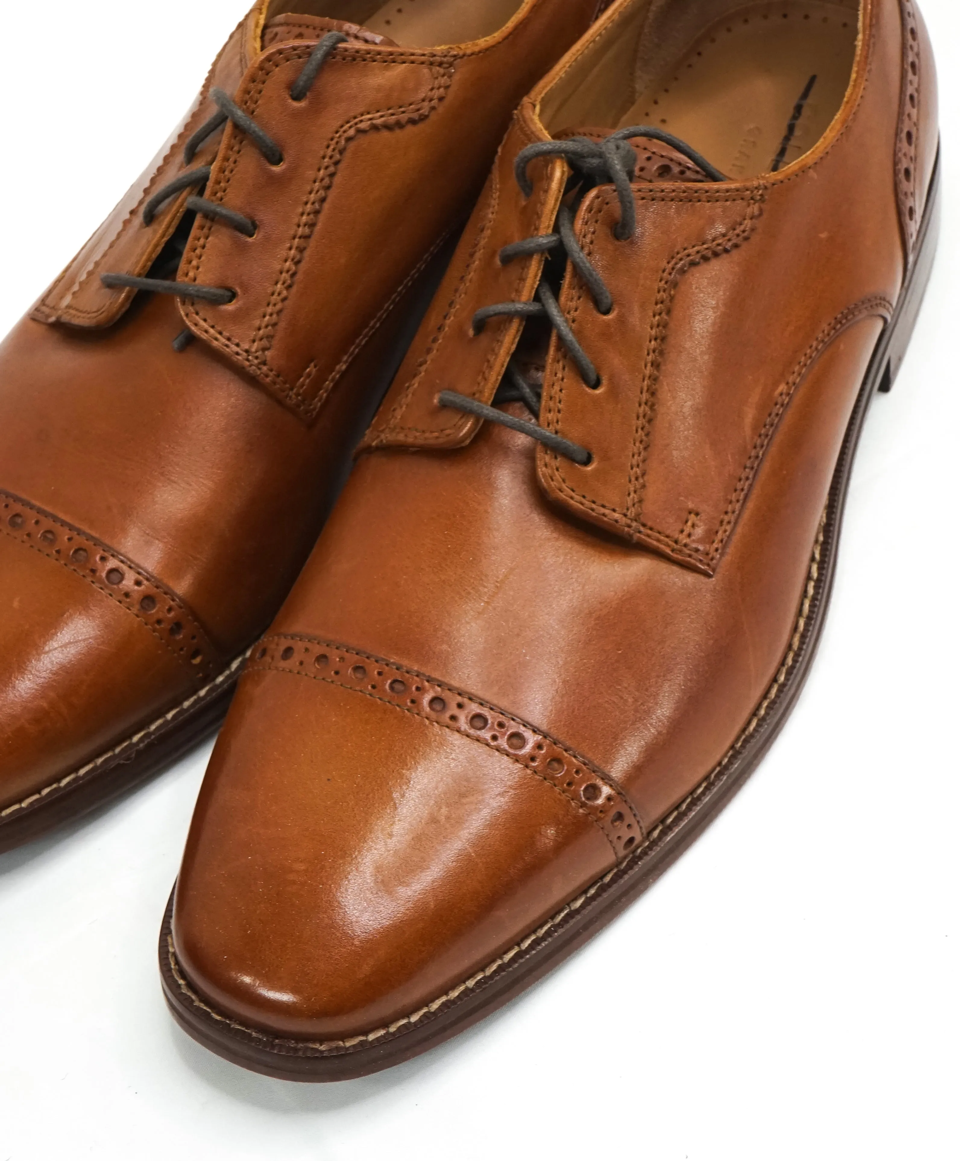 COLE HAAN - Grand OS Sleek Silhouette Cap-Toe Brown Oxfords Padded Insole - 10