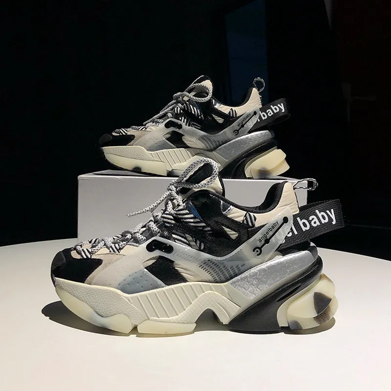 Color block platform sneakers