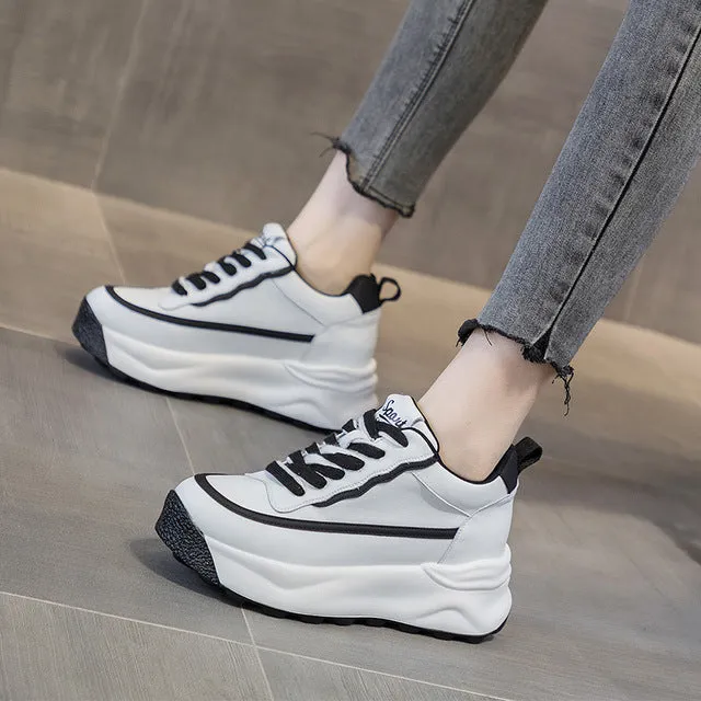 Comfy Casual Shoes Women Platform  8cm Sneakers
