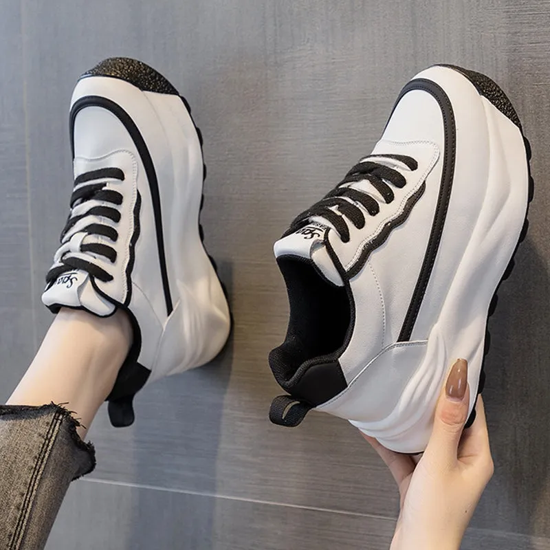 Comfy Casual Shoes Women Platform  8cm Sneakers