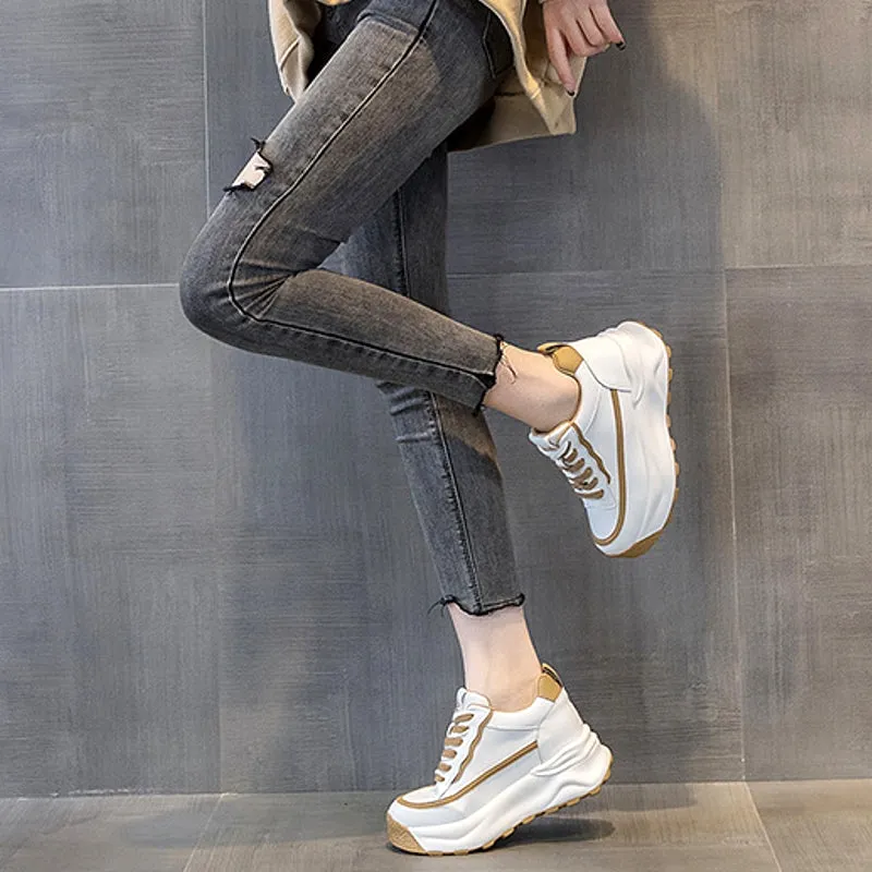 Comfy Casual Shoes Women Platform  8cm Sneakers