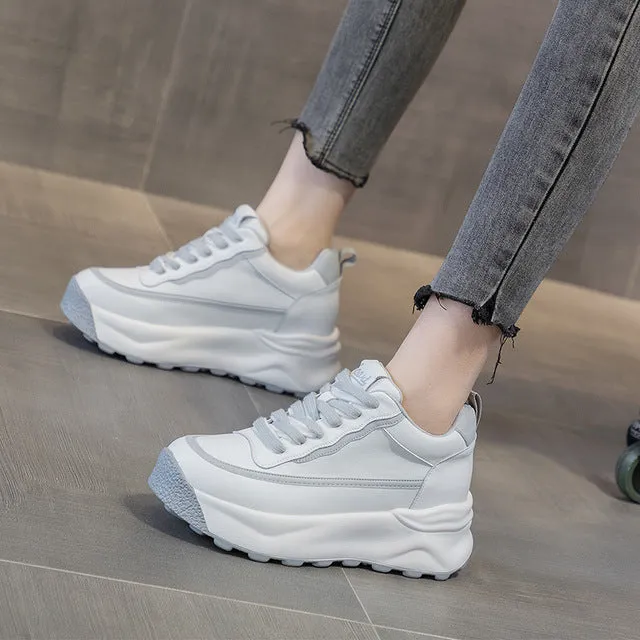Comfy Casual Shoes Women Platform  8cm Sneakers