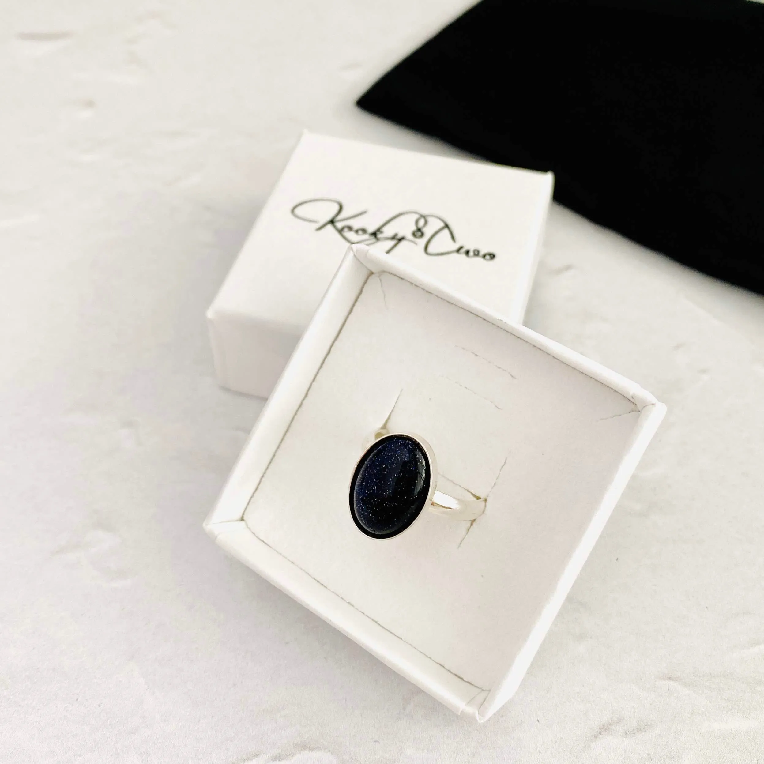 CONFIDENCE | Blue Goldstone Gemstone Ring - Adjustable