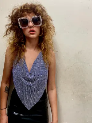 Diamante Glomesh Blue Top