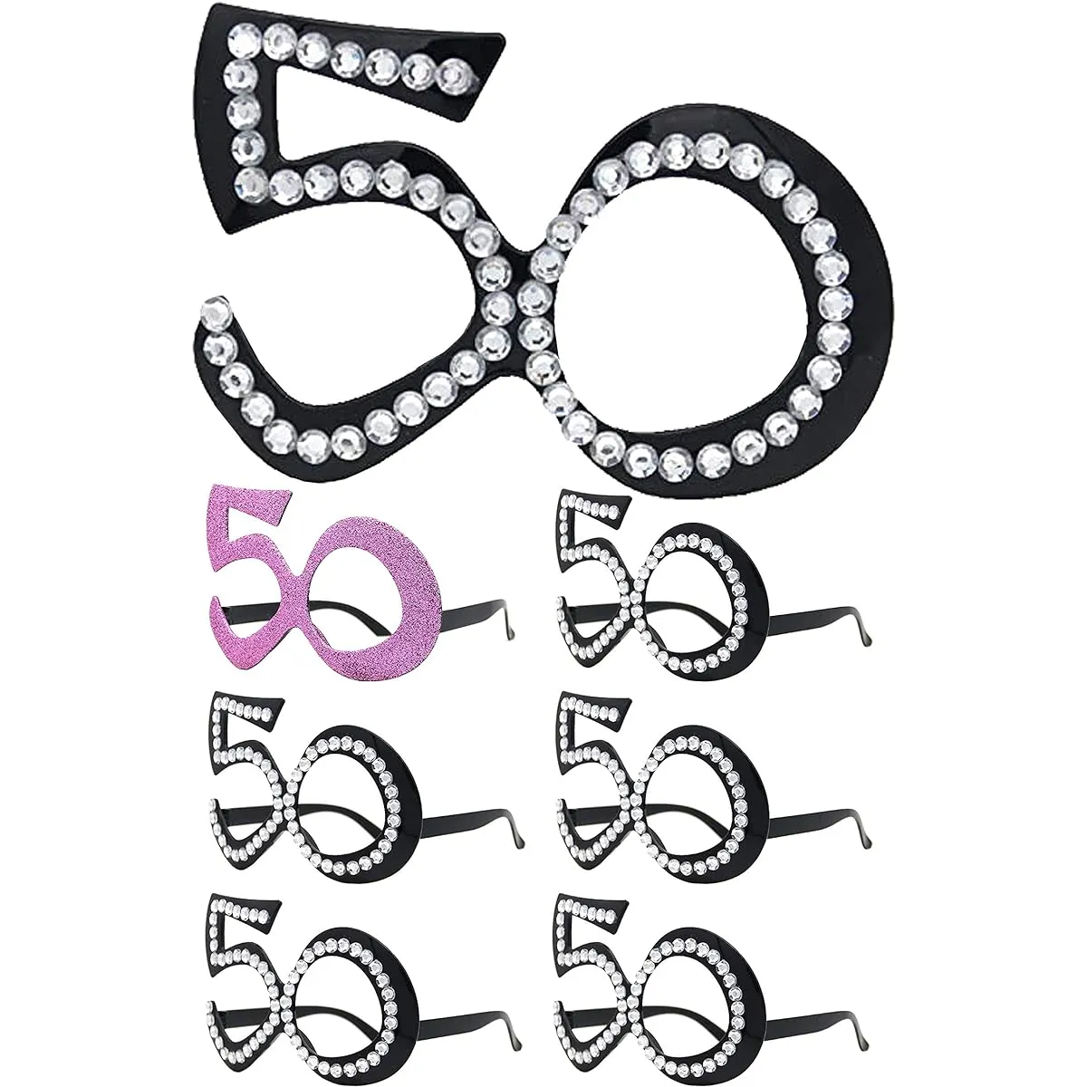 DORADREAMDEKO 50th Birthday Decorations for Women - 50 Glasses Set with 50 Sparkling Pink Glasses Party Decorations - 50th Birthday Props and Gift Ideas Set - Wear-Resistant and Lightweight