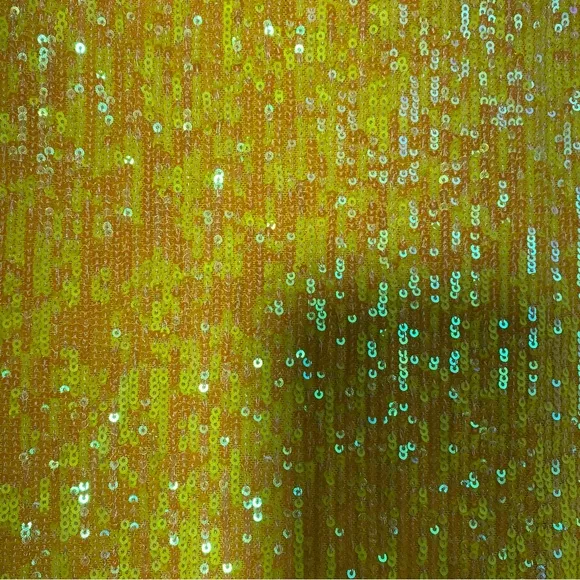 EastnWest Label 100% Nylon Yellow Poppy Mini Skirt 2.0 In Solid Sequins NWT L