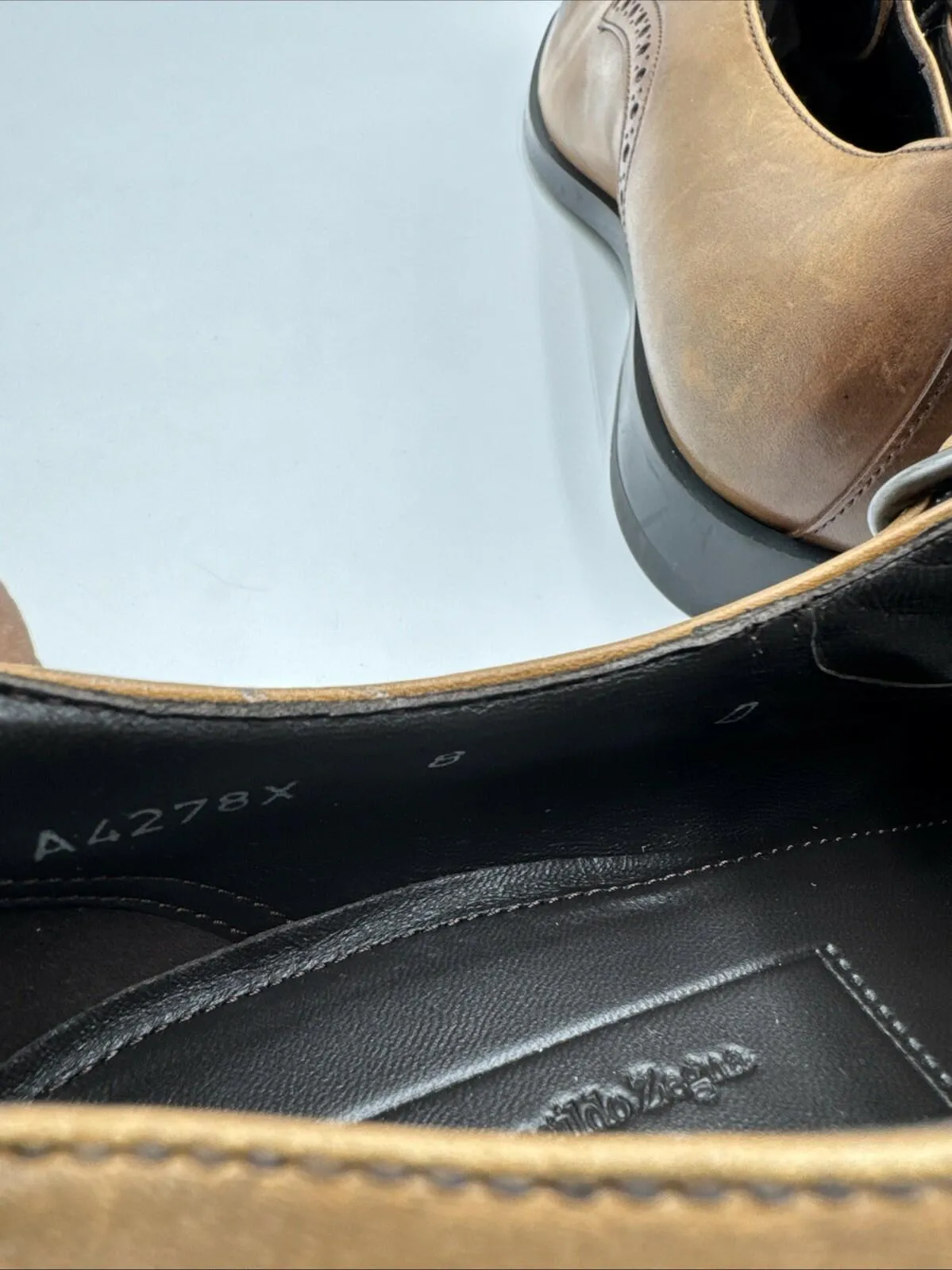 ERMENEGILDO ZEGNA Siena Flex Single Monk Strap Shoes Brown Leather Size 8D - Very Good