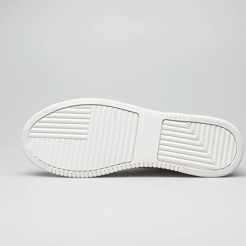 Fashion White Split Leather Women Chunky Sneakers White Shoes