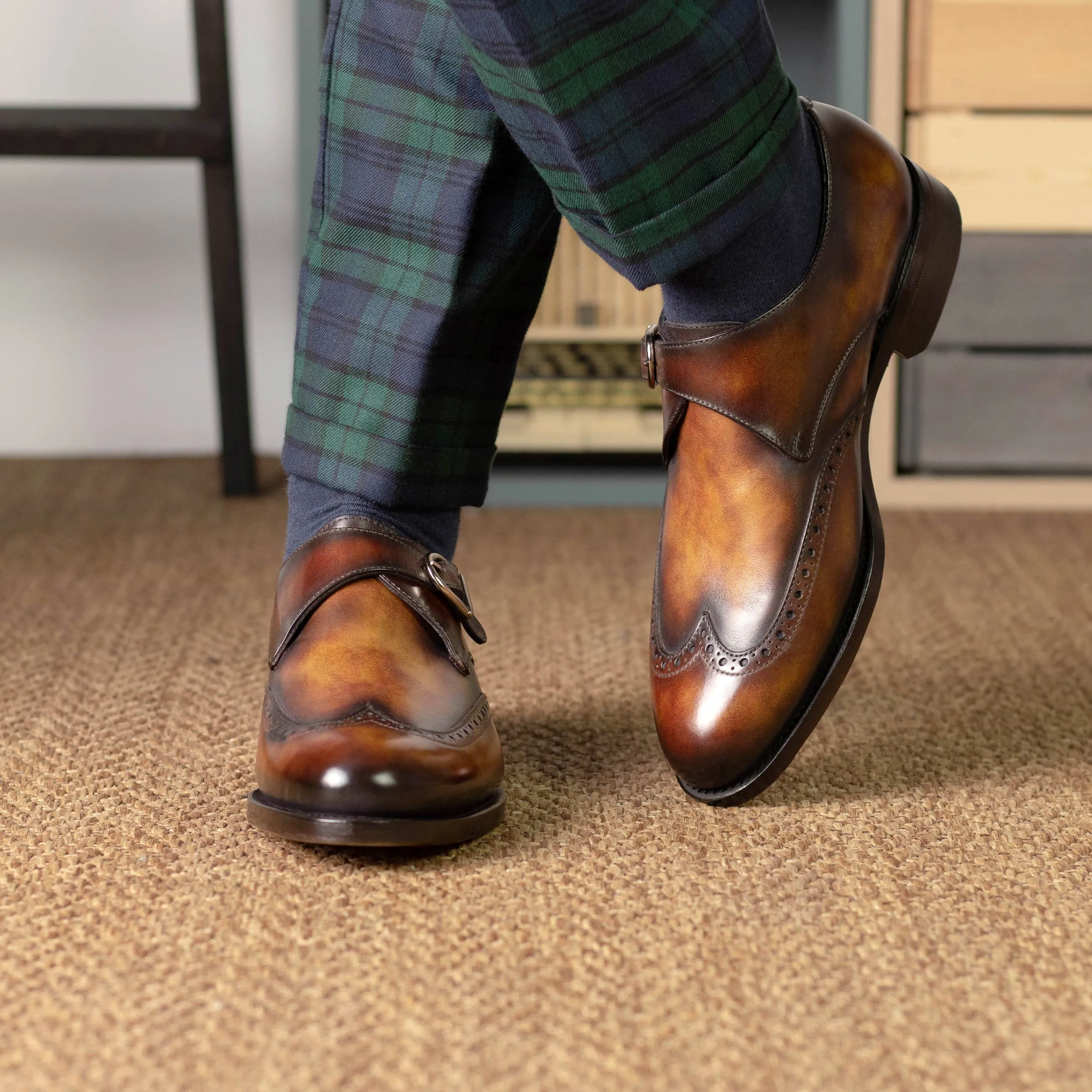 Fire Patina Single Monk Shoes